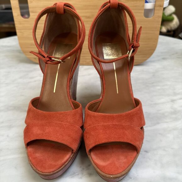 Dolce Vita Platform Wedge Heels Nubuck Size 8M Red/Orange - Picture 2 of 15